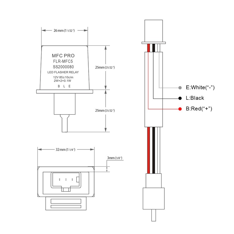 MFC PRO FLR-MFC5 DC 12V 3-Pin Turn Signal Relay, Electronic