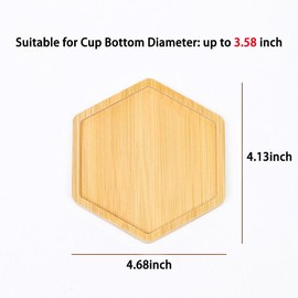 Monattrod Wood Coasters Set of 4 - Handcrafted Drink Coaster Thick Heat-Resistant for Office, Bar, Farmhouse - Natural Bamboo Drink Unique Cup Coasters for Table Protection (Hexagonal)
