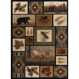 Tayse Northern Wildlife Animal Print Indoor Area Rug - Farmhouse Cabin Lodge Rustic Style Rug for Living Room Bedroom or Dining Room, 5'3'' x 7'3''