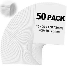 Frienda 50 Pack Foam Boards Core Backing Board 1/8 Inch Thickness Foam Poster Boards for Projects Boards Presentation Board for School Crafts Office Art Projects(White,16 x 20 Inch)