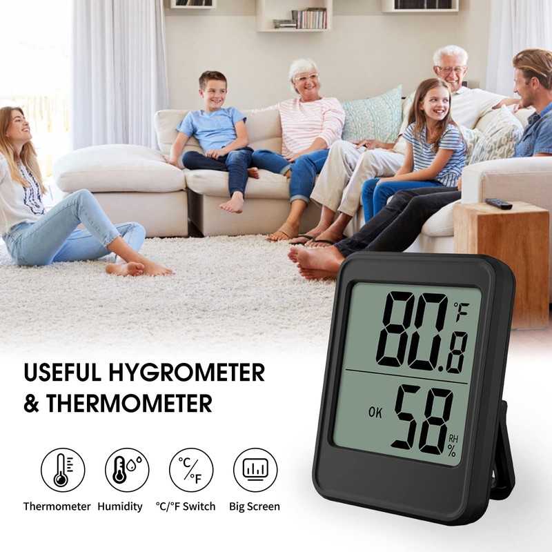 Indoor Hygrometer Thermometer Large Screen Display Desk Wall Magnetic Electronic