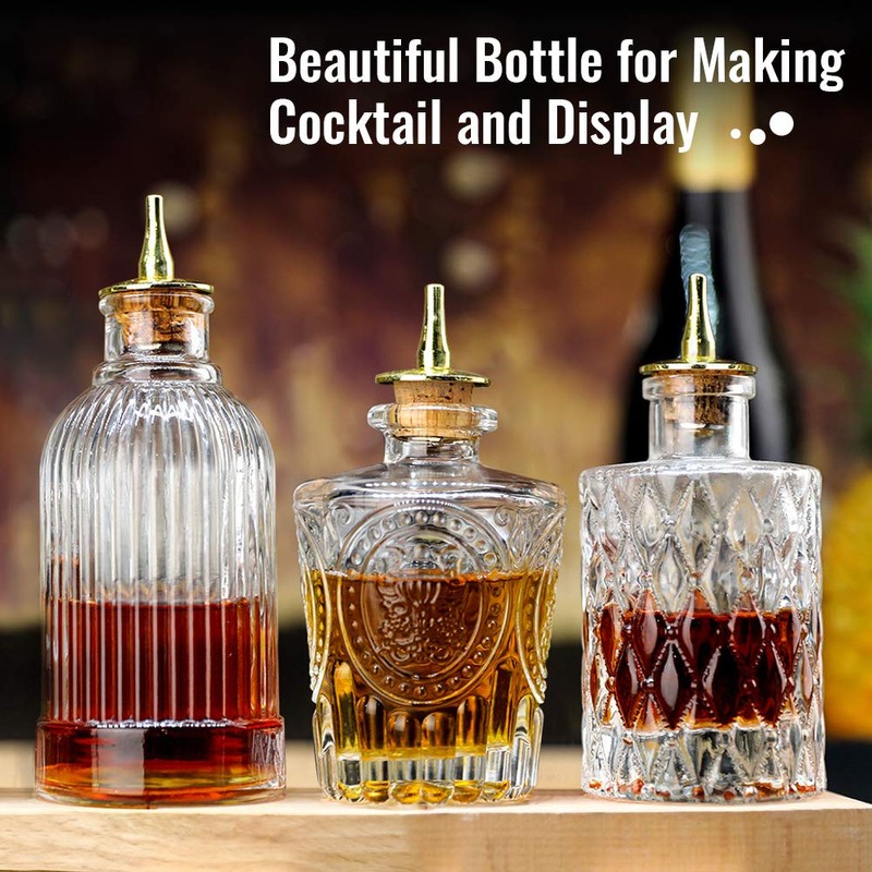 LINALL Bitters Bottle Set - Syrup Bottles with Stainless Steel