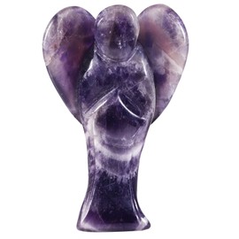 Amogeeli 3 Inches Hand Carved Healing Stone Angel Figurine, Energy Crystal Pocket Guardian Angel Statue