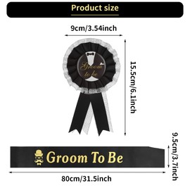 Abeillo 2PCS Groom Sash Badge Set, Groom to Be Satin Sash and Ribbon Badge Stag Do Accessories Groom to Be Gifts Decorations for Men Wedding Stag Party Bachelorette Party