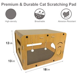 WRBTA Cat Scratchers for Indoor, Large Size, Furniture-Protecting Scratch Pad with Cat Bed, Cat House-Shaped Design.cat Toys.cat Scratching Post.cat Scratching Board