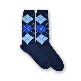 Lona Scott Mens Cashmere Socks, Made in Scotland (US, Alpha, Large, Regular, Regular, Navy Argyle)