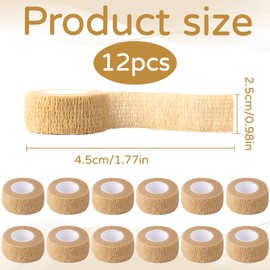 12 Stück Fingerpflaster,Selbstklebender Verband,Fingerverband,Fingerpflaster Selbsthaftend,Elastisches Selbstklebendes Fingerband,Hautfarben,2,5cm X 4,5m Breit,Fur Erste Hilfe Sport (Hautfarbe)