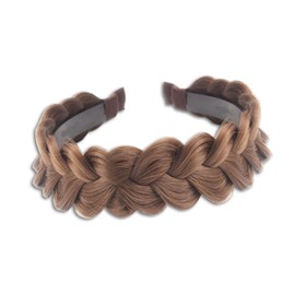 1Pcs Plait Hair Bandhair Elegant Head Hoop Braid Headband with a Clip at the Top, for Girls Women Accessorries Highlighted(Brown, One Size)