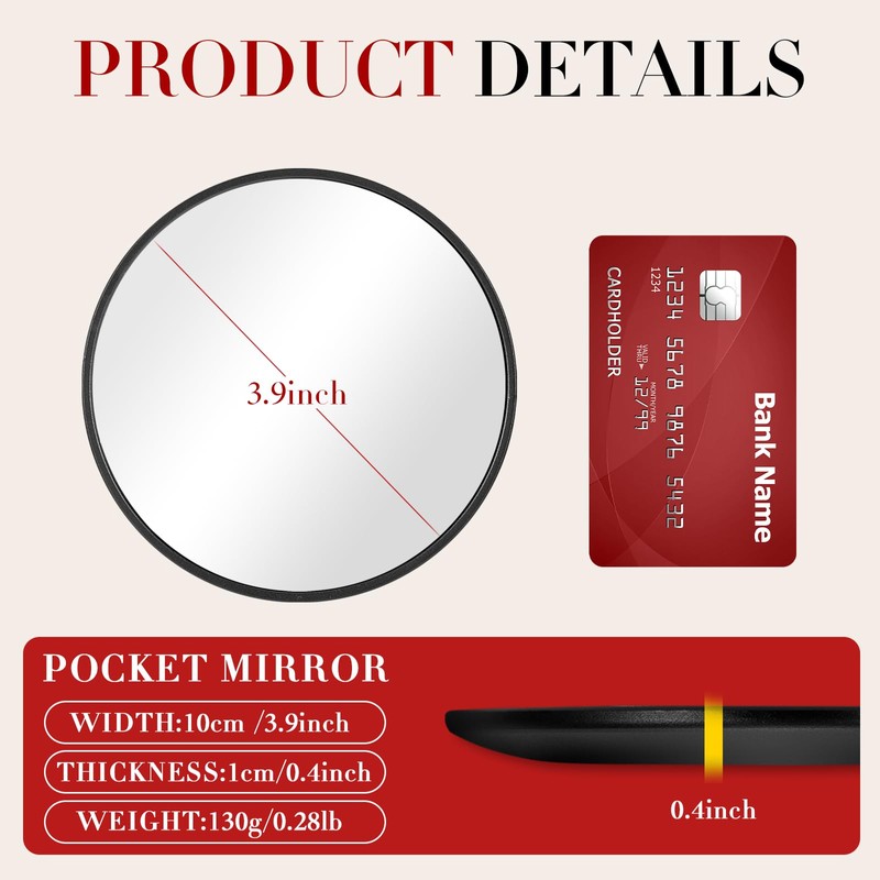 Retro metal compact travel mirror 1x magnification compact portable foldable,
