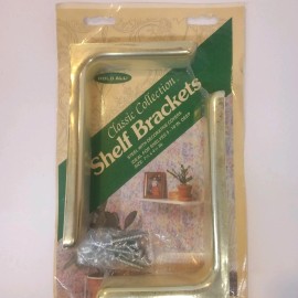 AmerTac SHELF BRACKETS Vintage AMERTAC 2-PACK STEEL WITH DECORATIVE BRASS LOOK COVERS