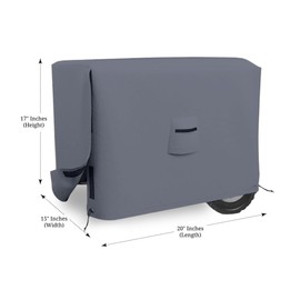 Covers & all Outdoor Generator Cover, 12 Oz Waterproof UV & Weather Resistant, Universal Portable Equipment Machinery Storage Protector with Air Vents Velcro & Drawstrings (20"L x 15"W x 17"H, Grey)