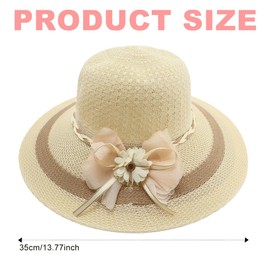 Straw Sun Hat for Women Foldable Floppy Straw Hats Wide Brim Summer Beach Hat with Bow Sunhats for Ladies Outdoor Travel Holiday UPF 50+ (UK, Alpha, S, XXL, Standard, Coffee)