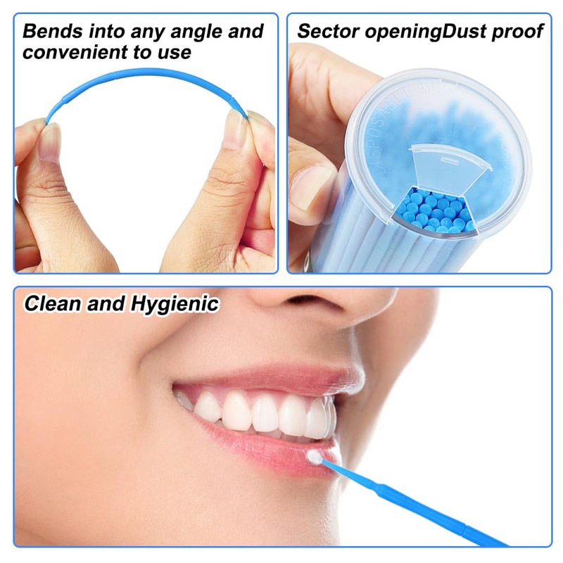 Shintop 400pcs Disposable Micro Applicators Brushes Great for Dental/Oral/Makeup (Blue,
