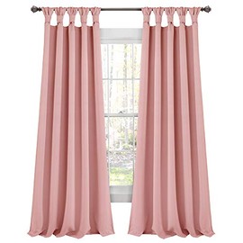 Lush Decor Insulated Knotted Tab Top Blackout Window Curtain Panels, Pair, 52" W x 84" L, Pink - Blackout Curtains - Traditional & French Country Curtains For Living Room, Bedroom & Dining Room