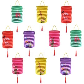 Chinese Paper Lantern and Japanese Decorations, 10 Multicolor Hanging Flower Lanterns for Your Home, Outdoor Party, or Classroom Theme Decorations, Chinese New Year, and mid Autumn Moon Festival