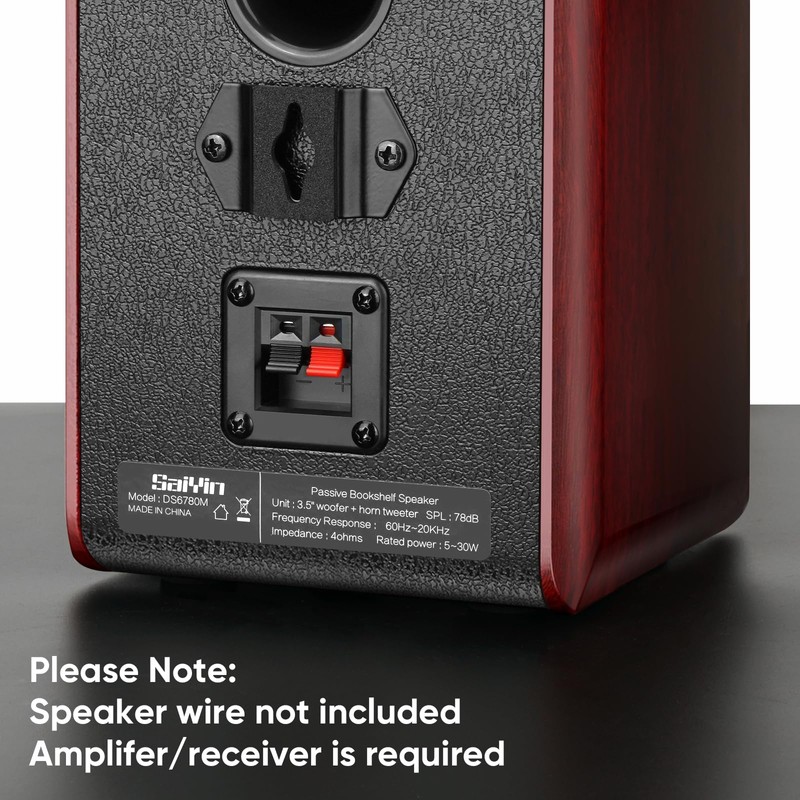 Saiyin Passive Bookshelf Speakers with 3.5 inch Woofer,Home Desktop Stereo