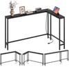 YATINEY Narrow Console Table with Outlets, 70.9" Sofa Table Narrow