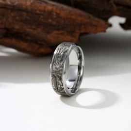 Adreamz Tungsten Ring 8mm Computer Circuit Pattern Ring Silver Tungsten Carbide Beveled Step Edges Wedding Band for Men Comfort Fit Ring Size 12