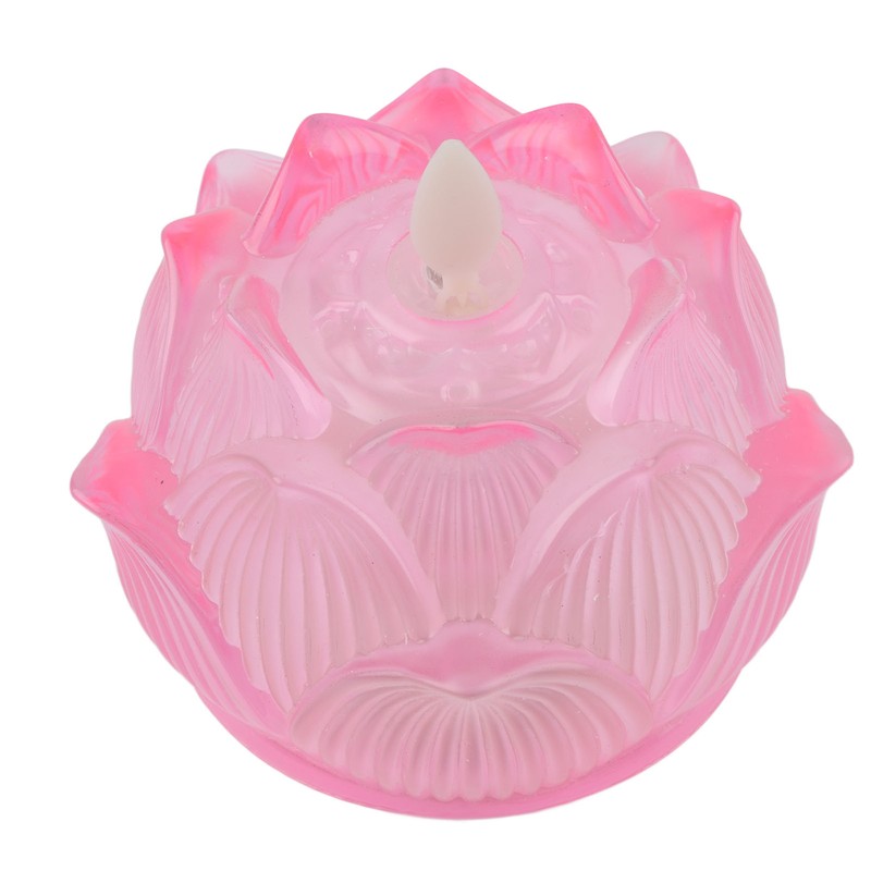 LED Flower Lamp Imitation Glass Yellow Light Electronic Candle Lotus