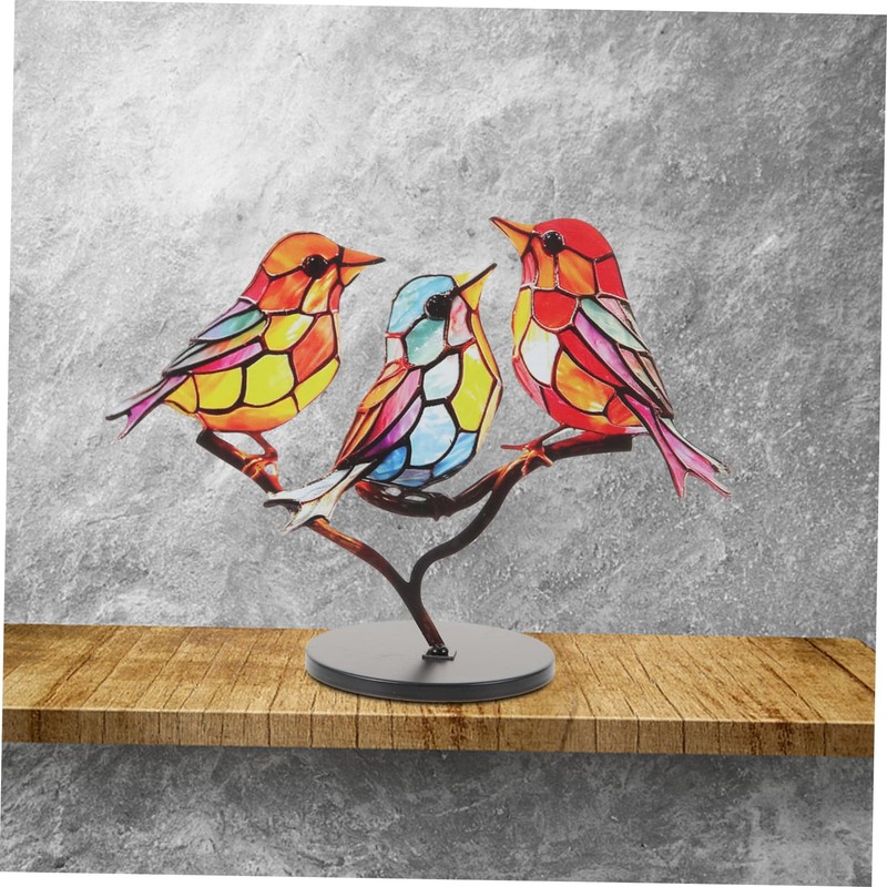 Gatuida Decorative Bird Sculpture Creative Metal Bird Figurine with Base