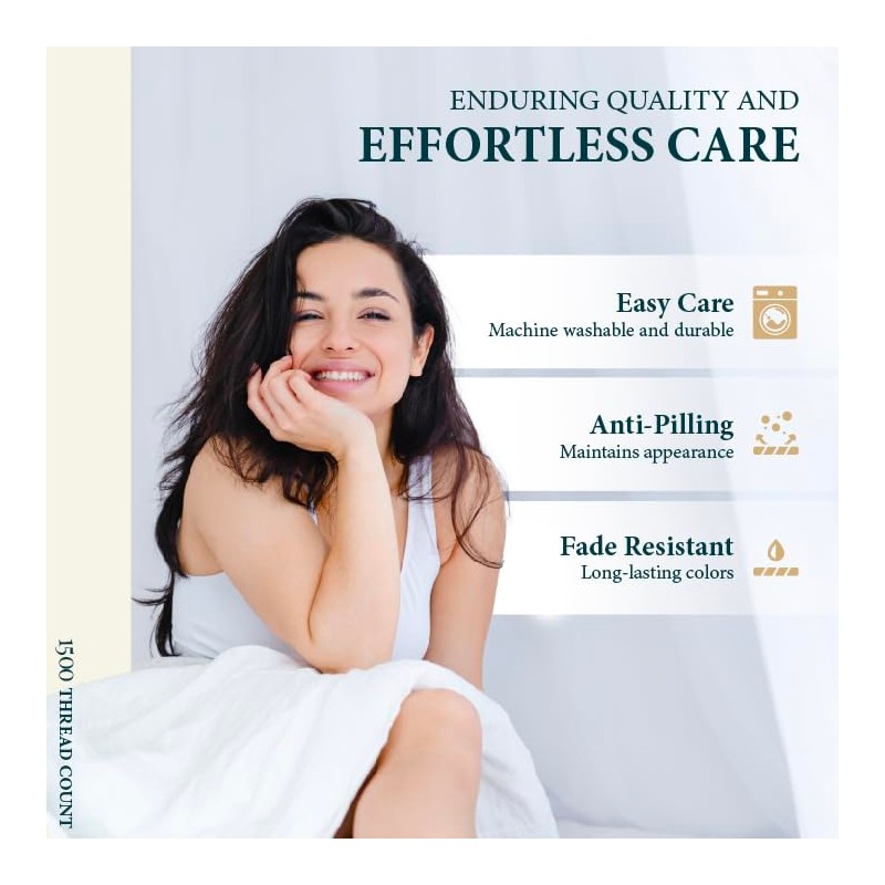 Ashton Sheets 100% Egyptian Cotton Sheets Queen Size - 1500