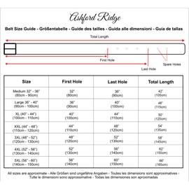 Ashford Ridge Made in England 34mm Full Hide Leather Belt with Brass Colour Full Buckle - Brown Medium