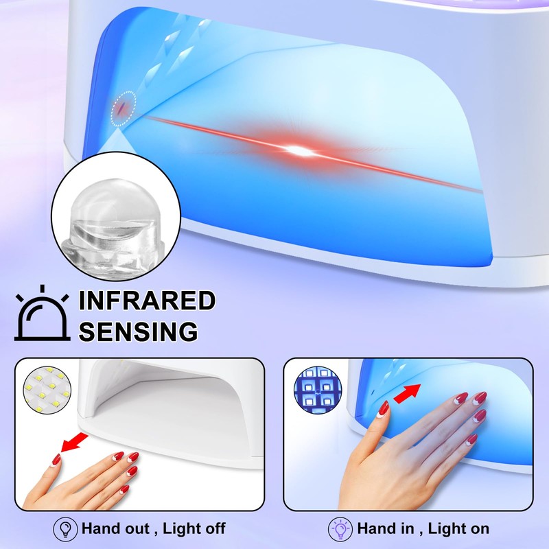 Cordless UV Nail Lamp with 4 Timers & Smart Sensor,