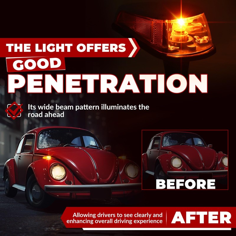 HECASA Turn Signal Light Assembly Compatible with 1970-1979 VW BUG