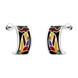 SOFIA MILANI - Women's Earrings 925 Silver - Coloured Flowers Stud Earrings, Sterling Silver