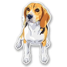 2 x Beagle Dog Vinyl Sticker Bike Laptop Helmet Car Fun Gift Dogs Animal #4384 (5.8cm Wide x 10cm Tall)