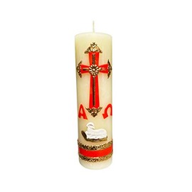 Cirio Pascual Rojo Alpha Omega Candle for the Easter Celebration - Devotional Candle - Confirmation o confirmacion boda o bautizo - Baptism candle or wedding Candle - Vela de matrimonio easter candles