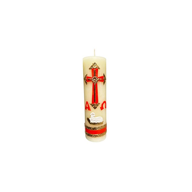 Cirio Pascual Rojo Alpha Omega Candle for the Easter Celebration