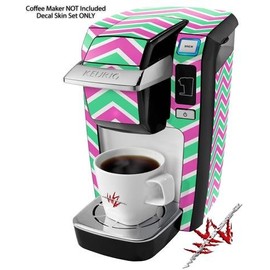 WraptorSkinz Decal Style Vinyl Skin compatible for Keurig K10 / K15 Mini Plus Coffee Makers Zig Zag Teal Green and Pink (COFFEE MAKER NOT INCLUDED)