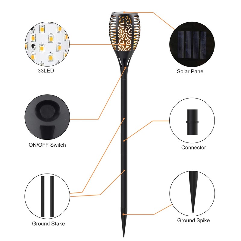 Permande Solar Torch Light with Extension Rod, Solar Lights Outdoor