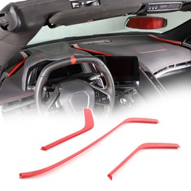 Dashboard Side Frame Trim Strips Compatible with Corvette C8 Stingray 2020-2024 ABS 3PCS Center Console Instrument Panel Cover Trim Accessories (Sports Red)