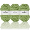NICEEC 3 Skeins Sparkling Chenille Yarn Soft Velvet Yarn for