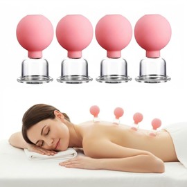4 Pcs Cupping Therapy Set, Glass Suction Cups for Back Pain Relief and Body Sculpting Tool, Massage Cups for Deep Tissue Muscle Massage and Gua Sha Body Tool, Suction Cups for Whole Body Firming