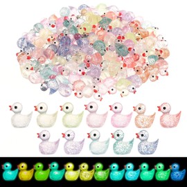 240Pcs Mini Resin Ducks Bulk, Luminous Tiny Duck Figurines for Miniature Dollhouse Decor, Fairy Garden, Aquarium Landscape, DIY Crafts, Party Favors, Hide & Seek Game, Classroom Activities