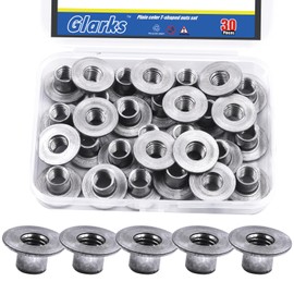 Glarks 30pcs M10 x 13mm Round Base Weld Tee Nut, Carbon Steel Through Hole Tee Nut, Flange Insert Female Thread T-Nuts for Hardware Fitting Fastener, Wood Furniture, Hardware Accessories