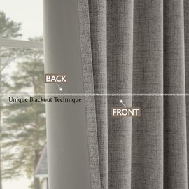 CUCRAF 100% Blackout Curtains Charcoal Grey 72 Inch Drop 2 Panels Soft Texture Sun Blocking Thermal Eyelet Curtains for Bedroom Living Room 52 X 72 Inch