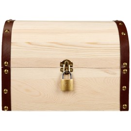 Glorex 6 2003 350 Treasure Chest with Pine Wood Castle, Approx. 27 x 18 x 20 cm, FSC Mix, Natural Treasure Chest for Painting, Gluing and Decorating