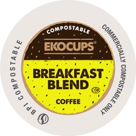 Ekocups Breakfast Blend Coffee Pods – Light Roast, Compostable, Plant-Based & Freshness-Sealed – French Press-Quality Brew – K-Cup Brewer Compatible – 80ct