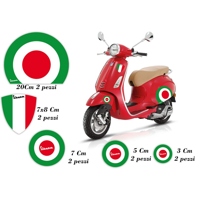 GamesMonkey Stickers VESPA kit PIAGGIO VESPA FLAGS ITALY CIRCLE