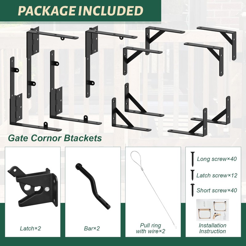Suemoss 2 Set Gate Frame Fence Kit with Gate Latch,Heavy