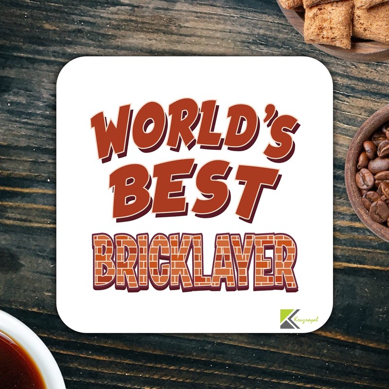 WB043 World's Best Bricklayer MDF Wooden Coaster by Kruzroyal |