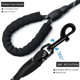 Slip Rope Dog Lead with Comfortable Padded Handle,1.5/2 m Reflective Dog Lead and Multi-Colour for Dogs, 1.2 cm (Black, 200 * 1.2cm)