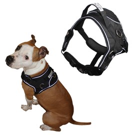 Durable Heavy Duty No-Pull Comfortable Walking Working Dog Harness with Handle and Reflective Stripes Padded Adjustable Medium Large Sizes: M, L, XL, XXL (XL: Chest 30" - 36", Black)