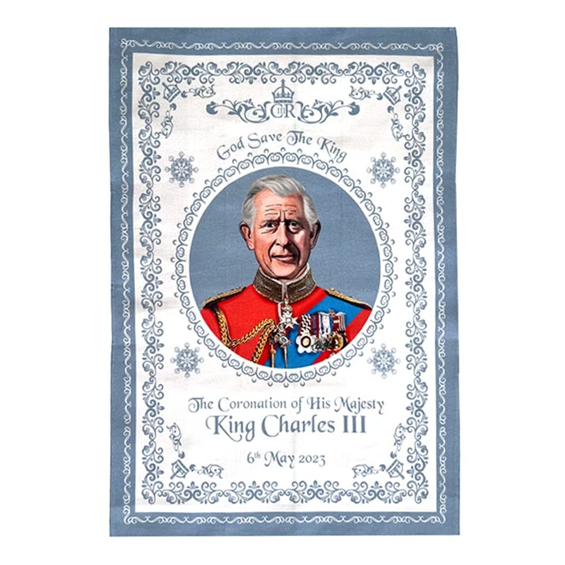 SAJAK King Charles III Coronation Commemorative Kitchen Tea Towel: The