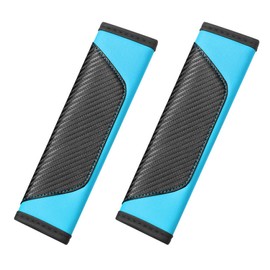 Koprek 2 Pcs Car Seat Belt Pads, Comfortable Car Seat Belt Cover, Carbon Fiber Safety Seatbelt Shoulder Strap Covers Microfiber Leather Seatbelt Covers Universal Fit Accessories for Cars (Blue)
