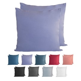 Komfortec 100% Cotton Cushion Covers, Set of 2, 50 x 50 cm, Super Soft Premium Jersey Pillowcase 150 g/m², Pillow Case, Purple